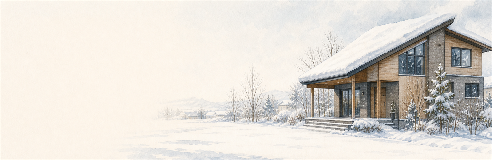 屋根の雪が落ちる余白を確保した住宅