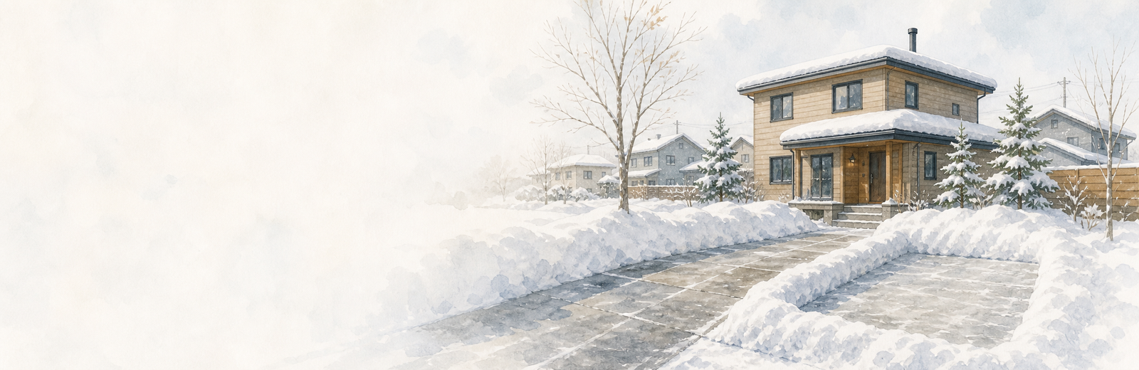 住宅の横に確保した雪置き場